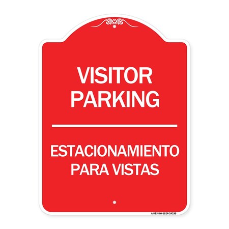 Signmission Bilingual Reserved Parking Visitor Parking Estacionamiento Para Visitas, Red & White, RW-1824-24299 A-DES-RW-1824-24299